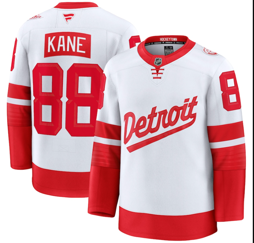 Men Detroit Red Wings #88 Patrick Kane Fanatics White 2025 NHL Stadium Series Premium Player Jersey